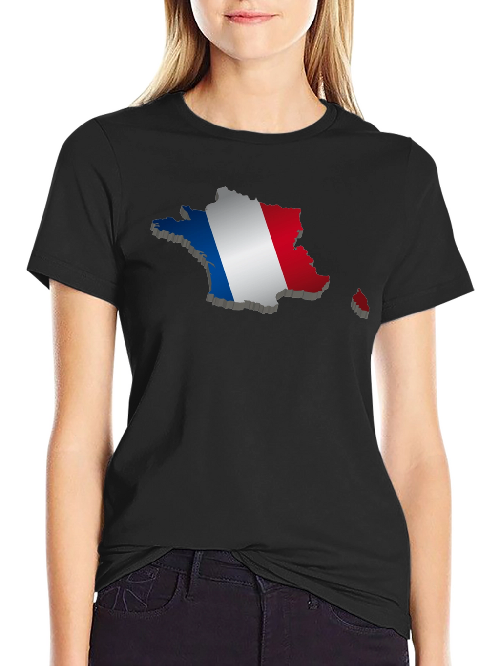 France Flag Map T-Shirt - Black Graphic Tee