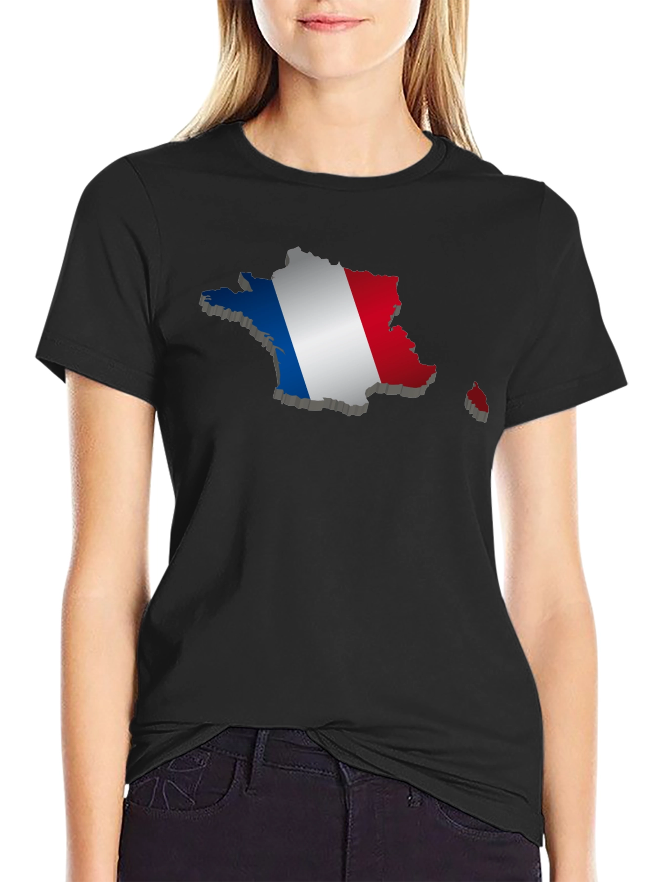 France Flag Map T-Shirt - Black Graphic Tee