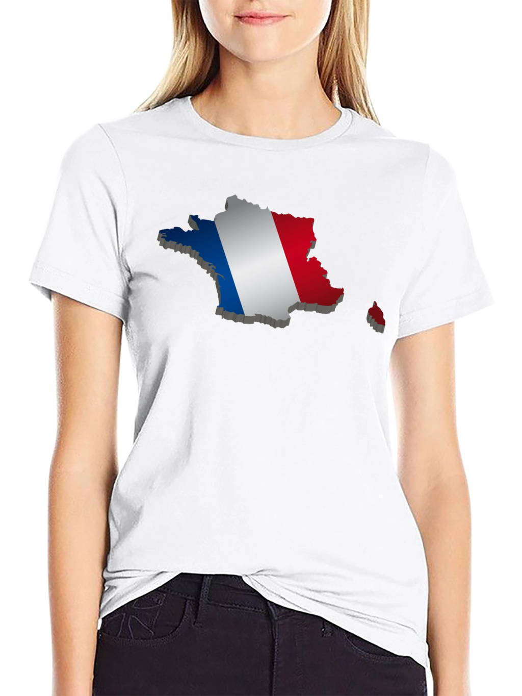 France Flag Map T-Shirt - Black Graphic Tee