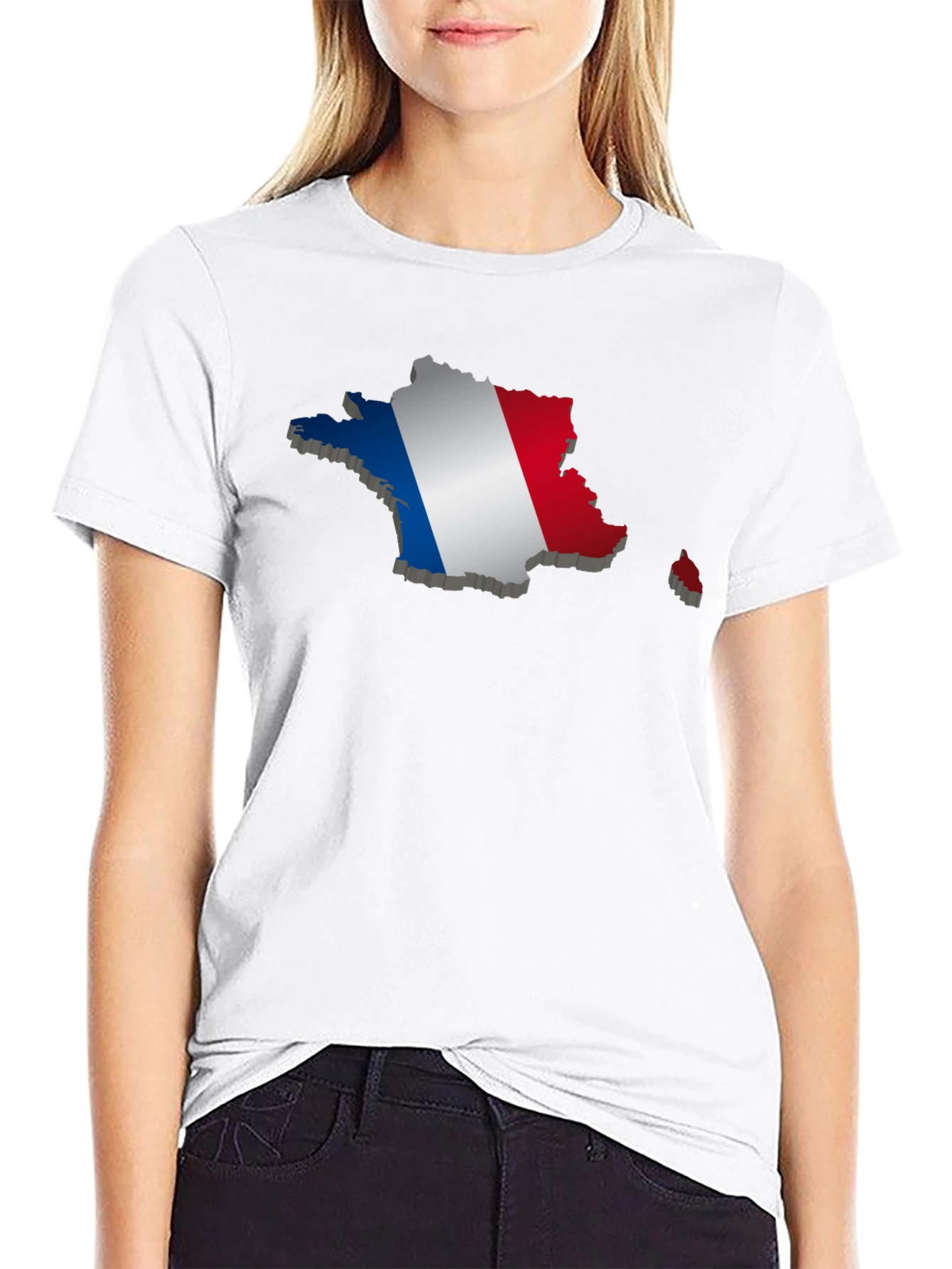 France Flag Map T-Shirt - Black Graphic Tee