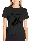 I Like Turtles Black Graphic Tee