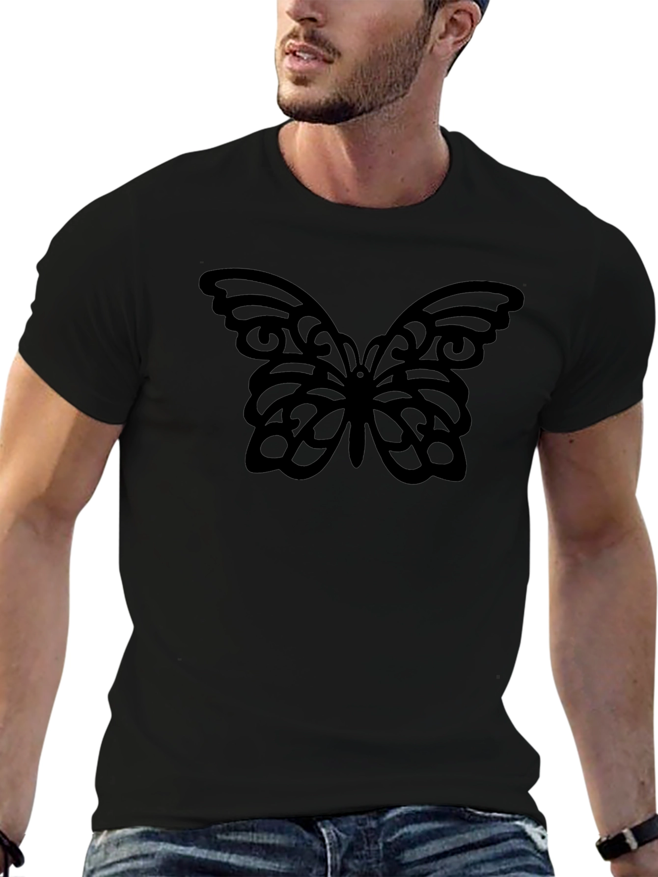 Black Butterfly Graphic Tee - Stylish Comfort