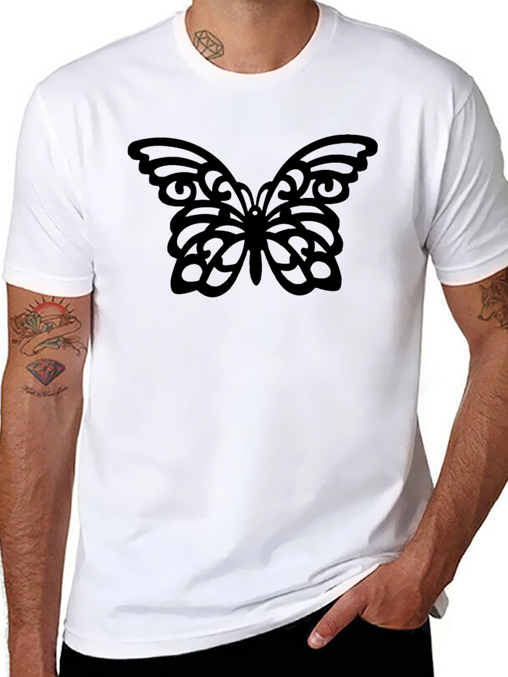 Black Butterfly Graphic Tee - Stylish Comfort