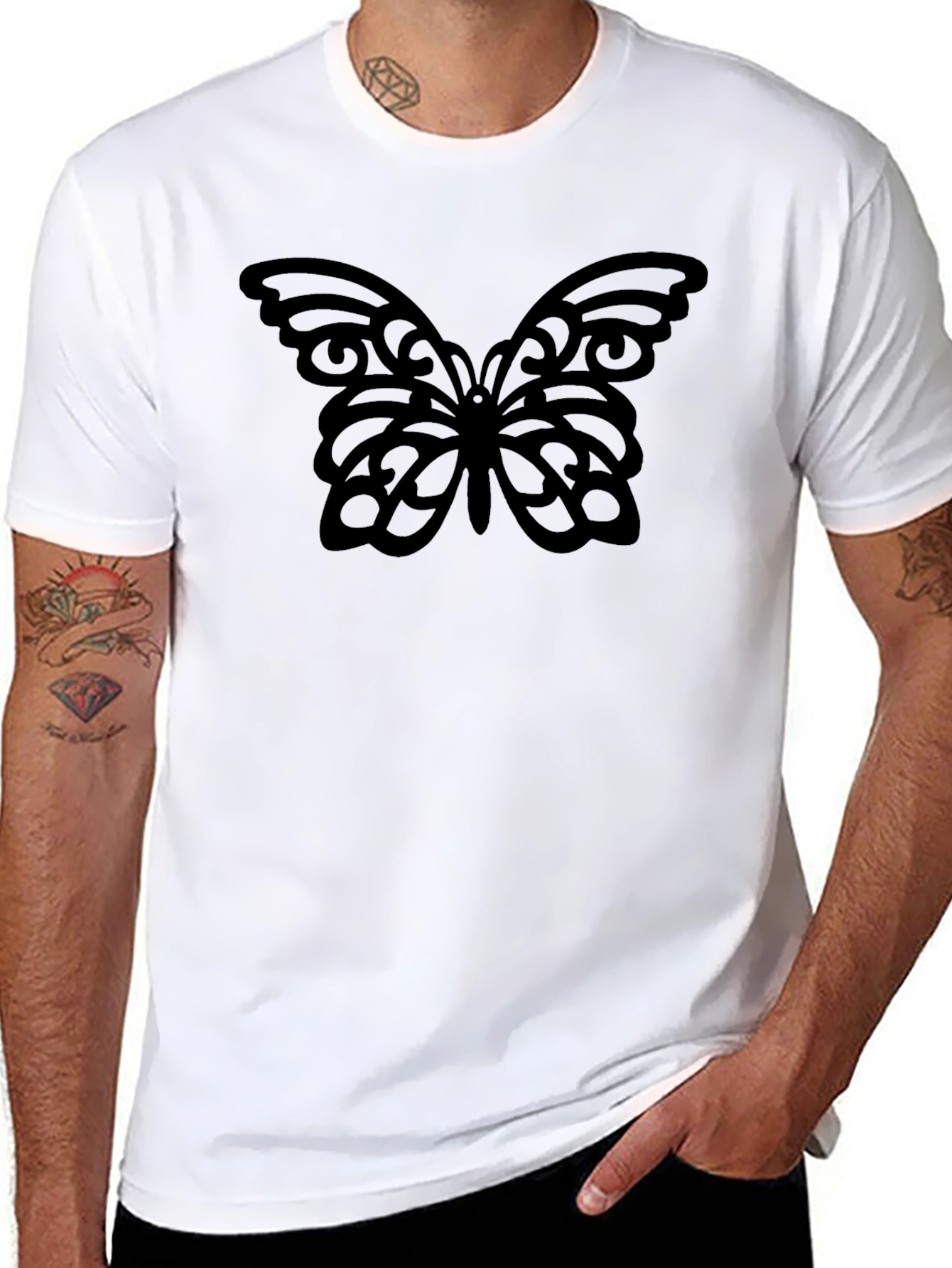 Black Butterfly Graphic Tee - Stylish Comfort