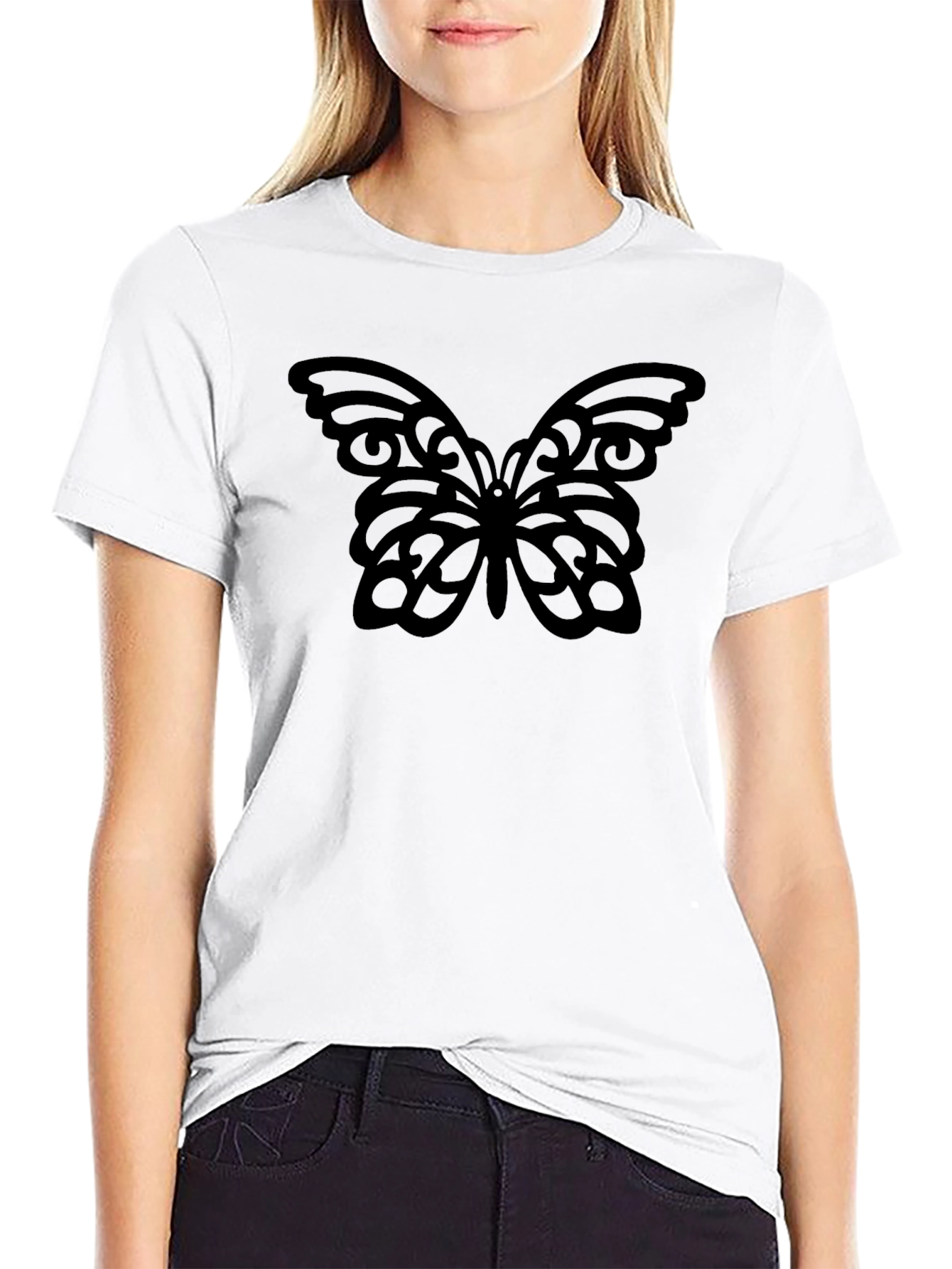 Black Butterfly Graphic Tee - Stylish Comfort