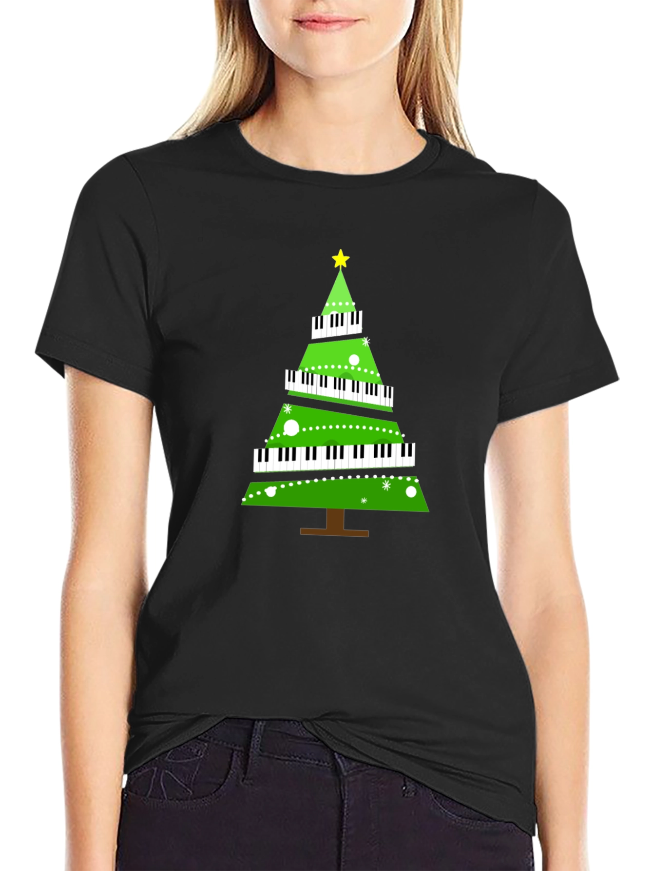 Piano Keyboard Christmas Tree T-Shirt