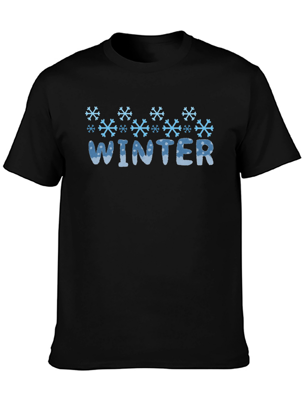 Winter Snowflake Graphic Black T-Shirt