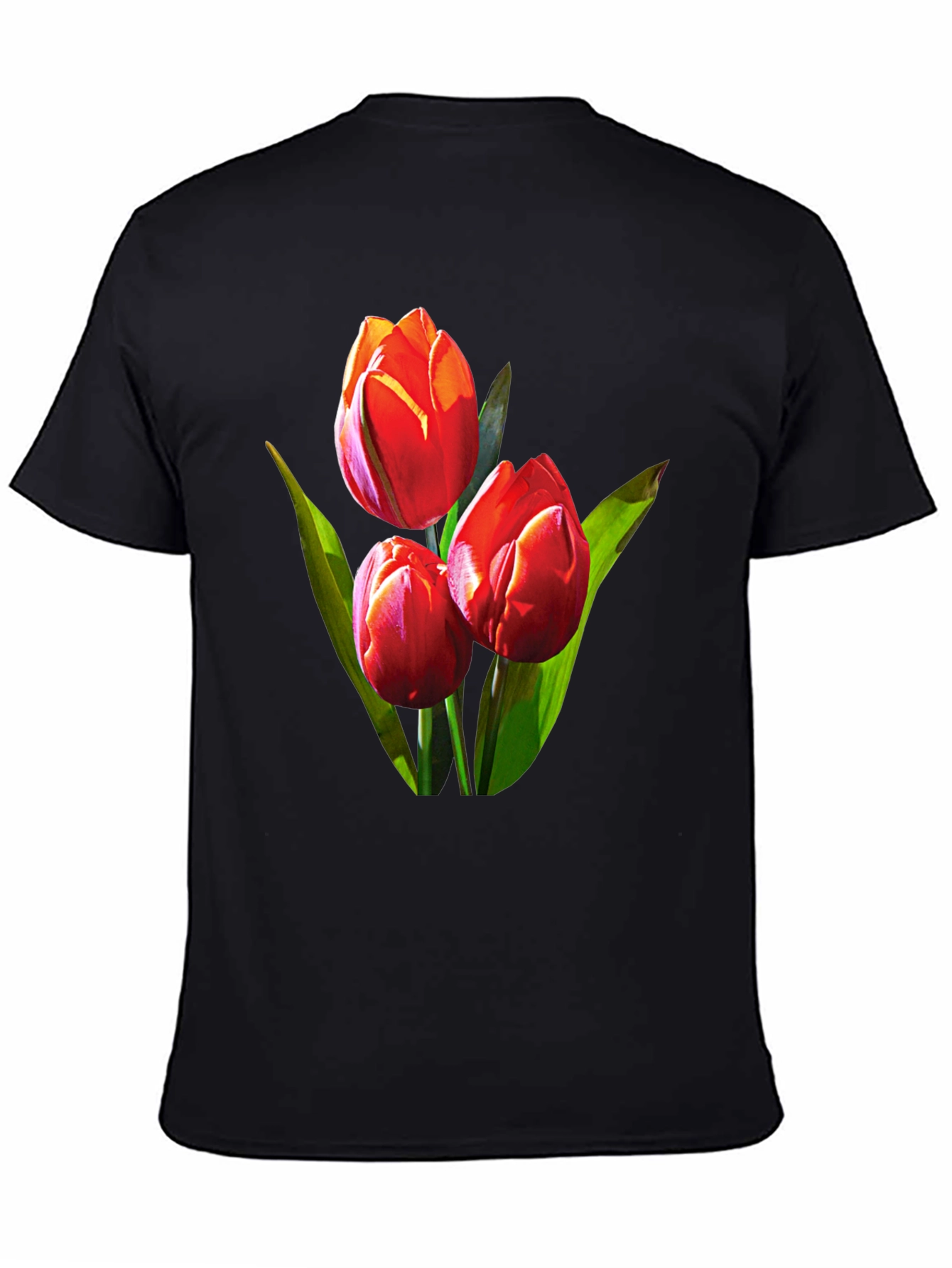 Tulip Graphic Tee - Black Floral Design