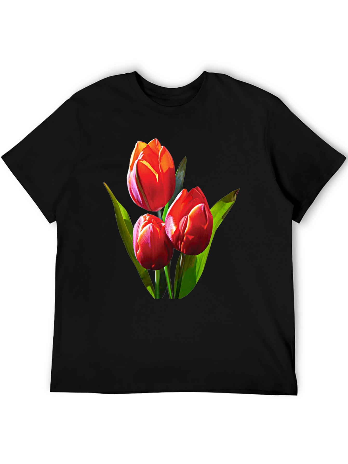 Tulip Graphic Tee - Black Floral Design