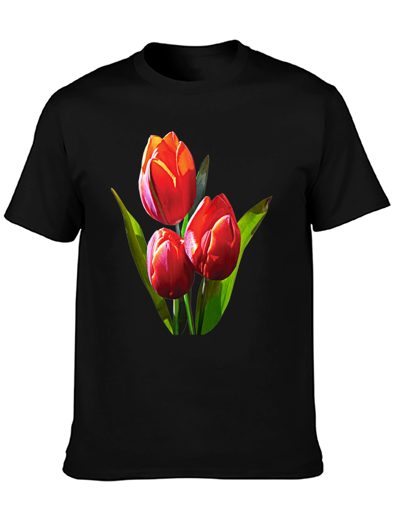 Tulip Graphic Tee - Black Floral Design
