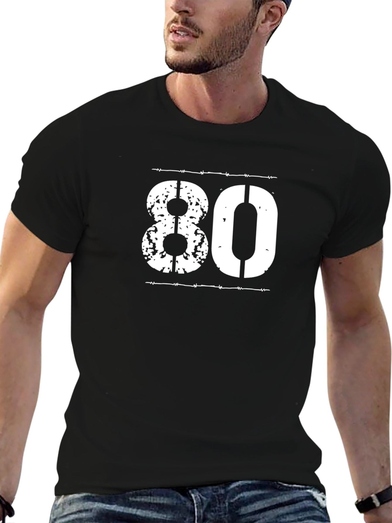 Distressed 80 Graphic Tee - Classic Birthday Gift