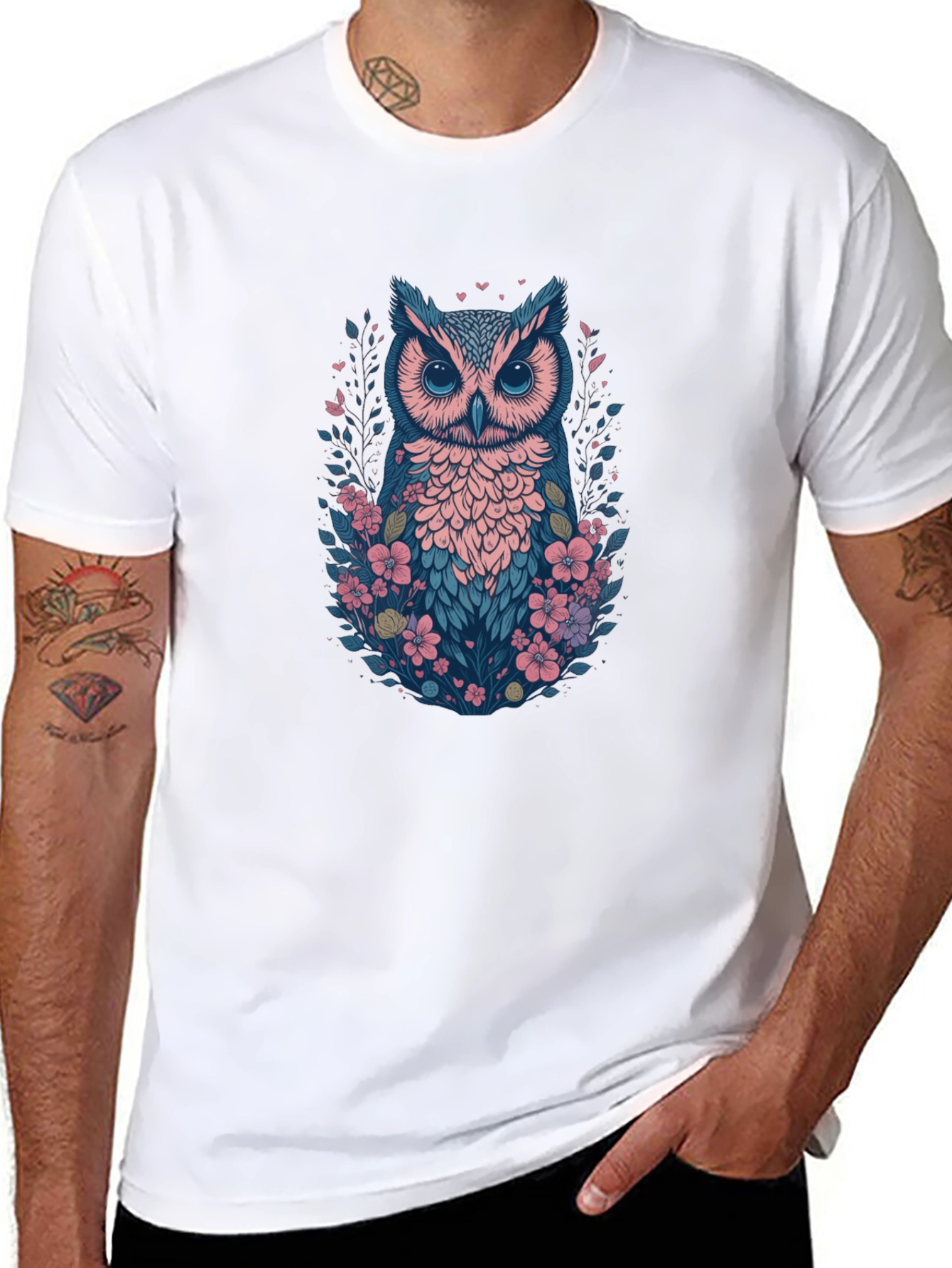 Floral Owl Graphic Tee - Stylish & Unique Design