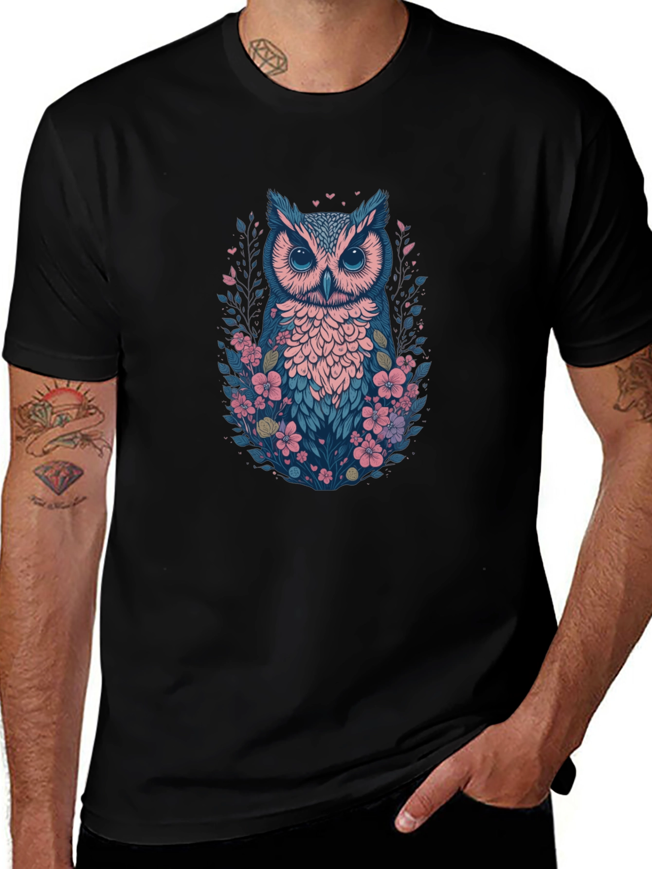 Floral Owl Graphic Tee - Stylish & Unique Design