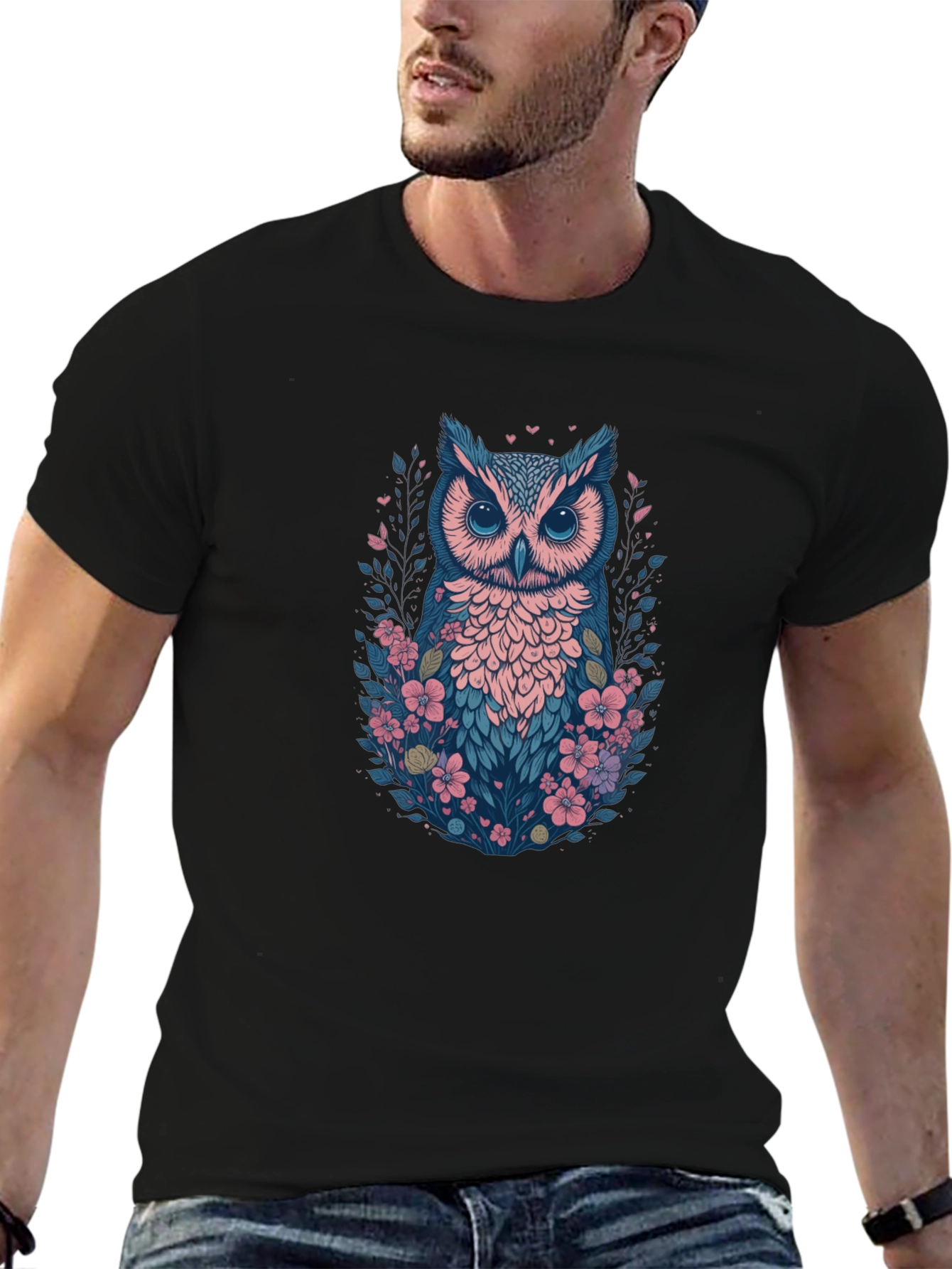 Floral Owl Graphic Tee - Stylish & Unique Design
