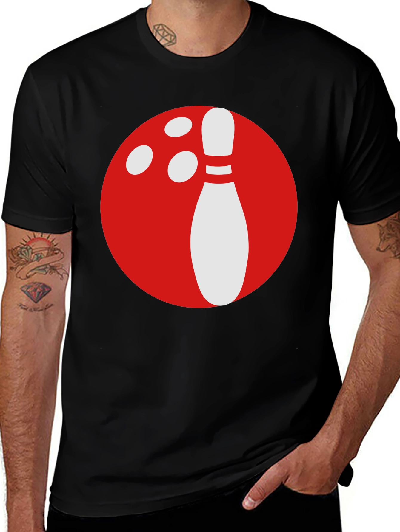 Bowling Ball & Pin Graphic Tee - Classic Style