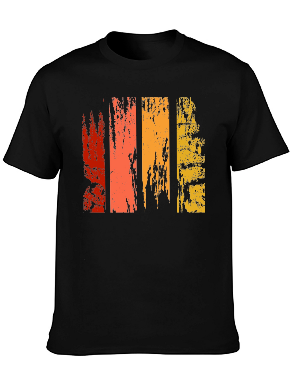 Retro Grunge Stripe Graphic Tee - Black