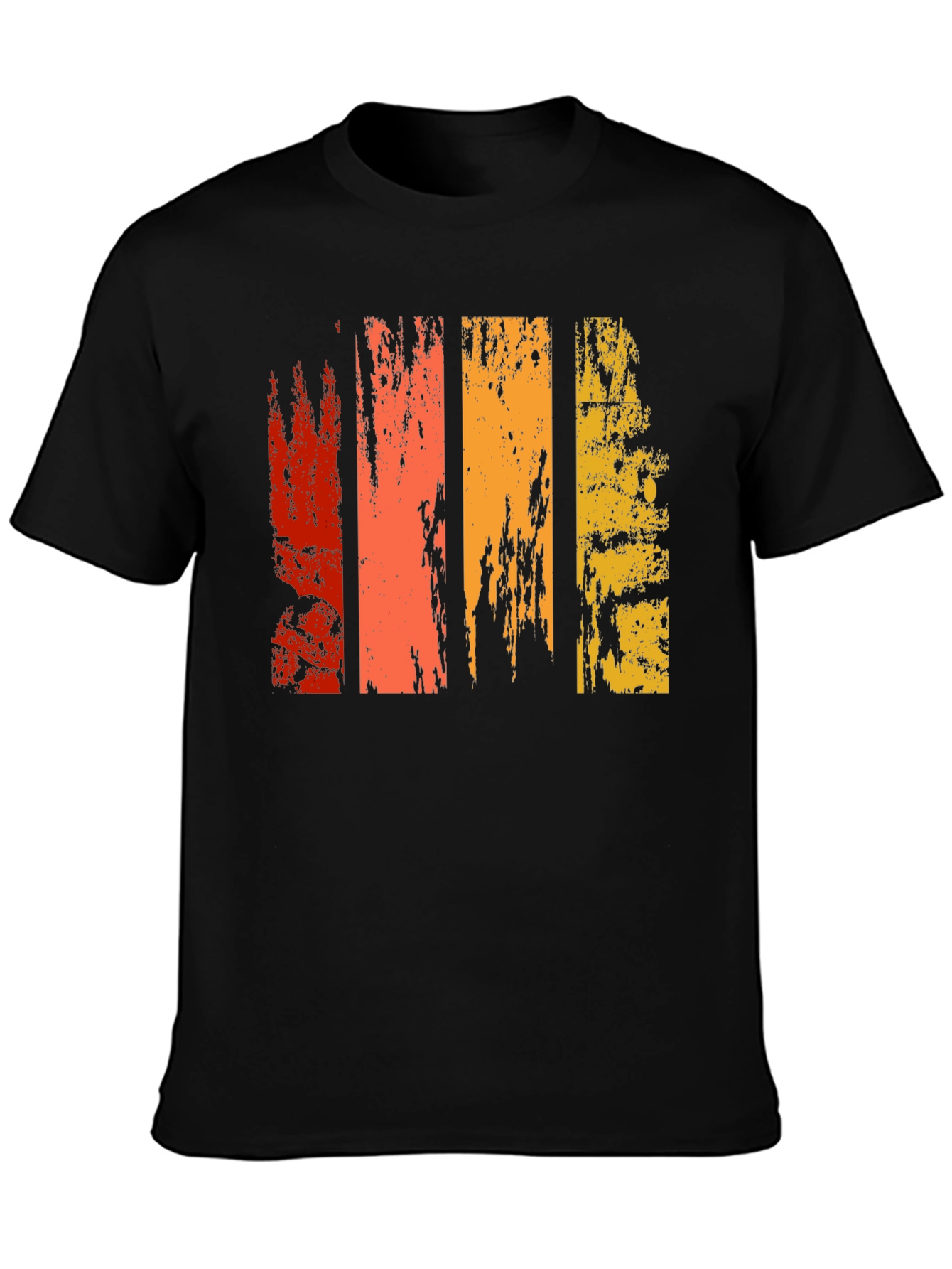 Retro Grunge Stripe Graphic Tee - Black
