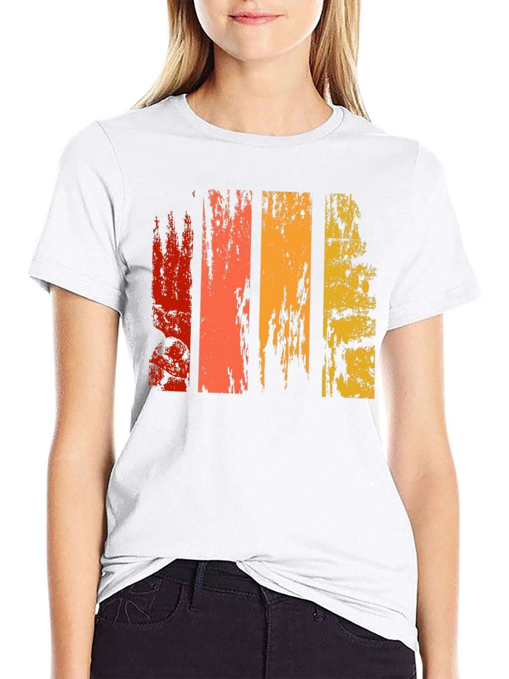 Retro Grunge Stripe Graphic Tee - Black