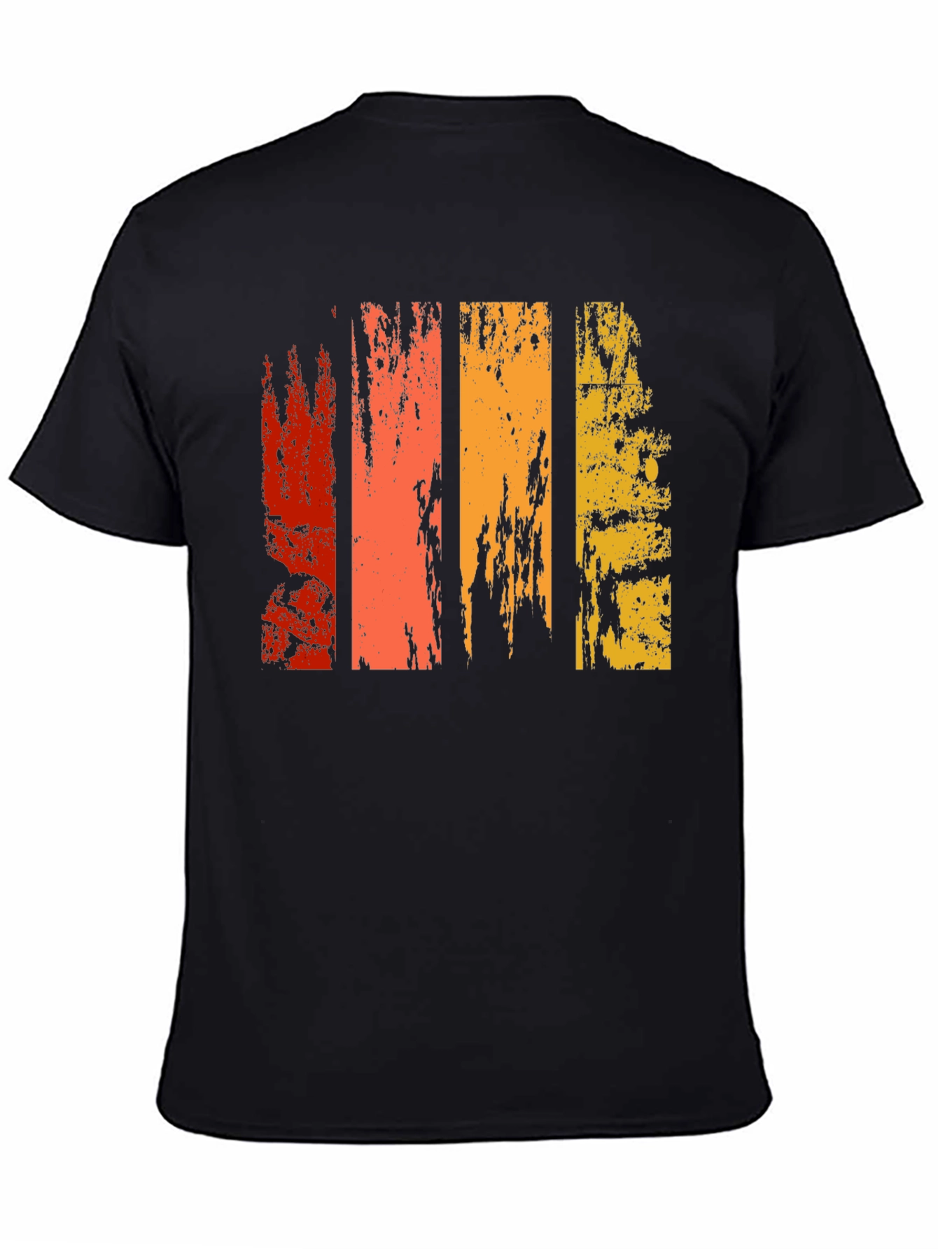 Retro Grunge Stripe Graphic Tee - Black