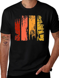 Retro Grunge Stripe Graphic Tee - Black