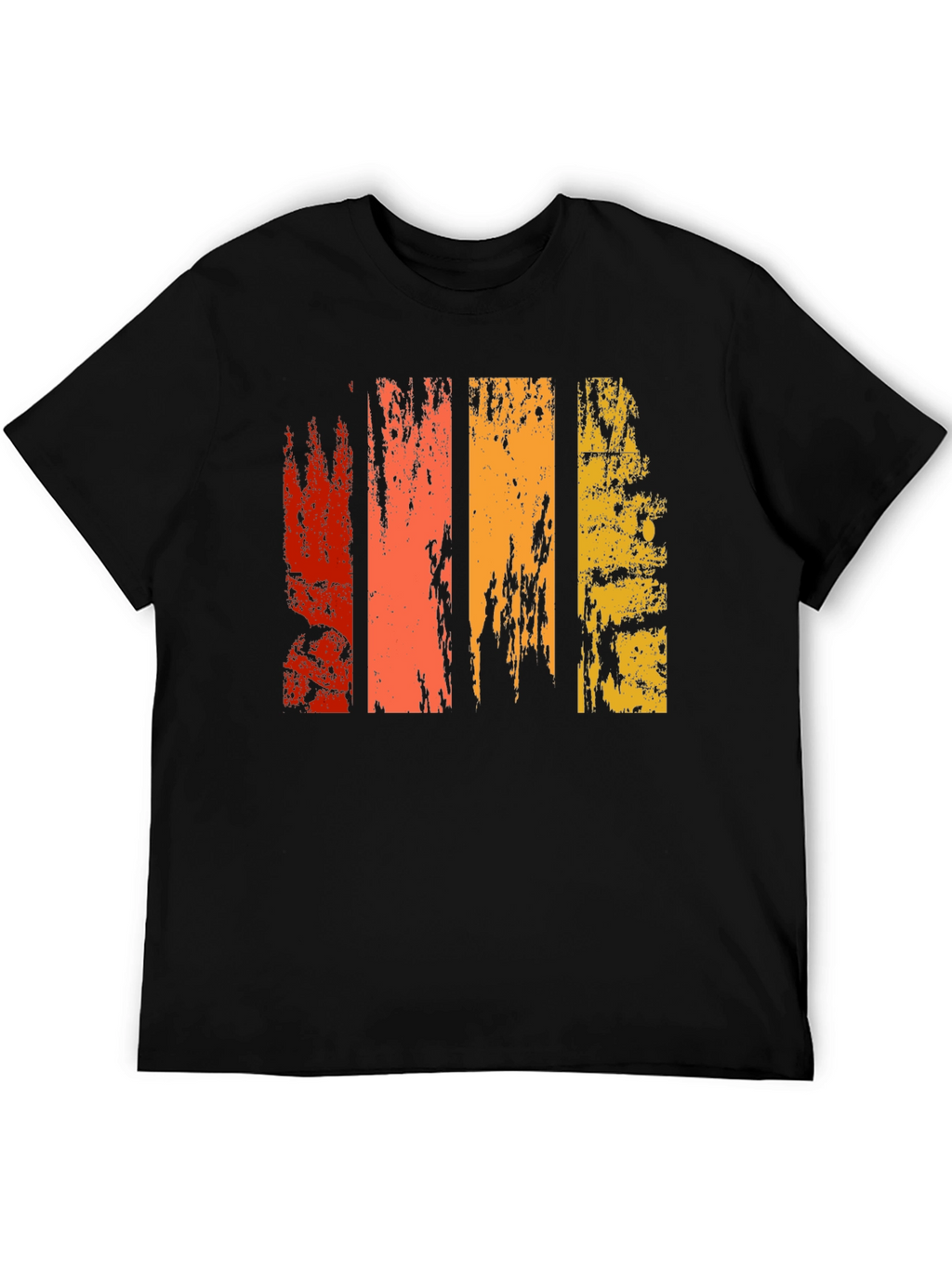 Retro Grunge Stripe Graphic Tee - Black
