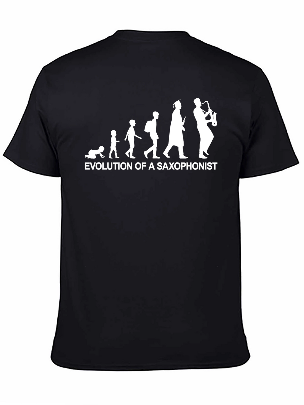 Evolution of Saxophonist Black Cotton T-Shirt