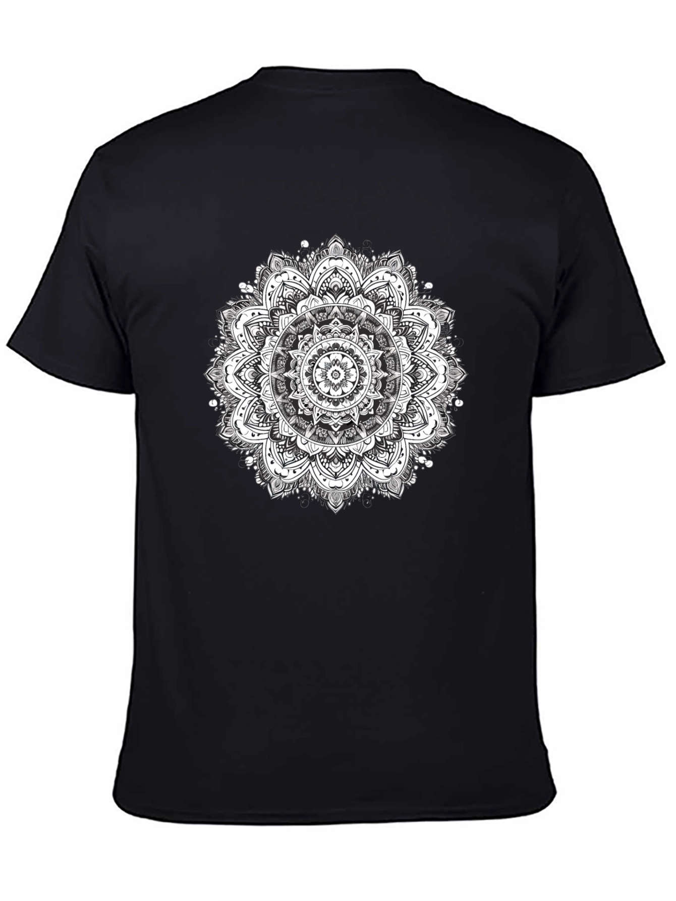 Mens Black T-Shirt with Mandala Print