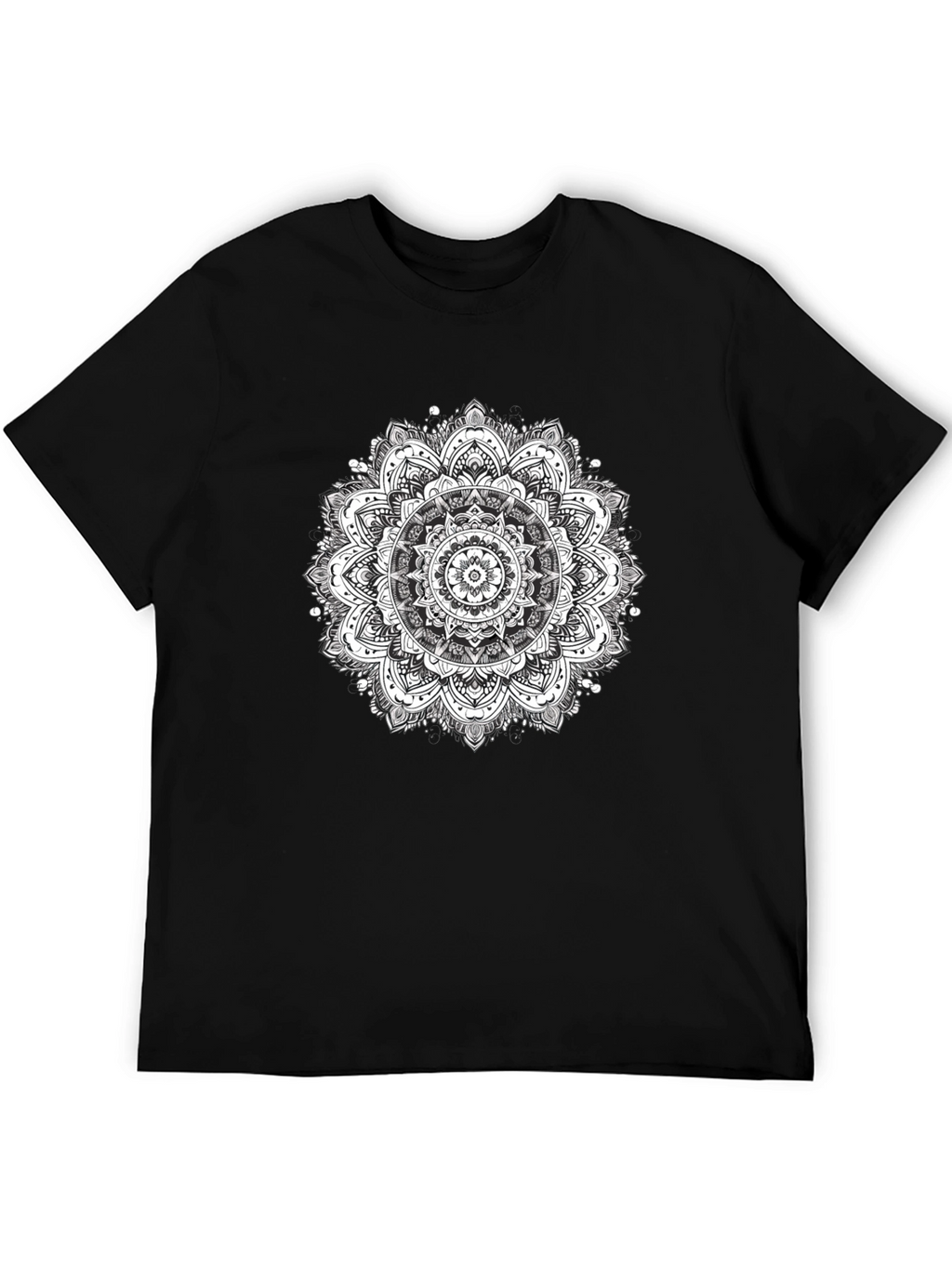 Mens Black T-Shirt with Mandala Print
