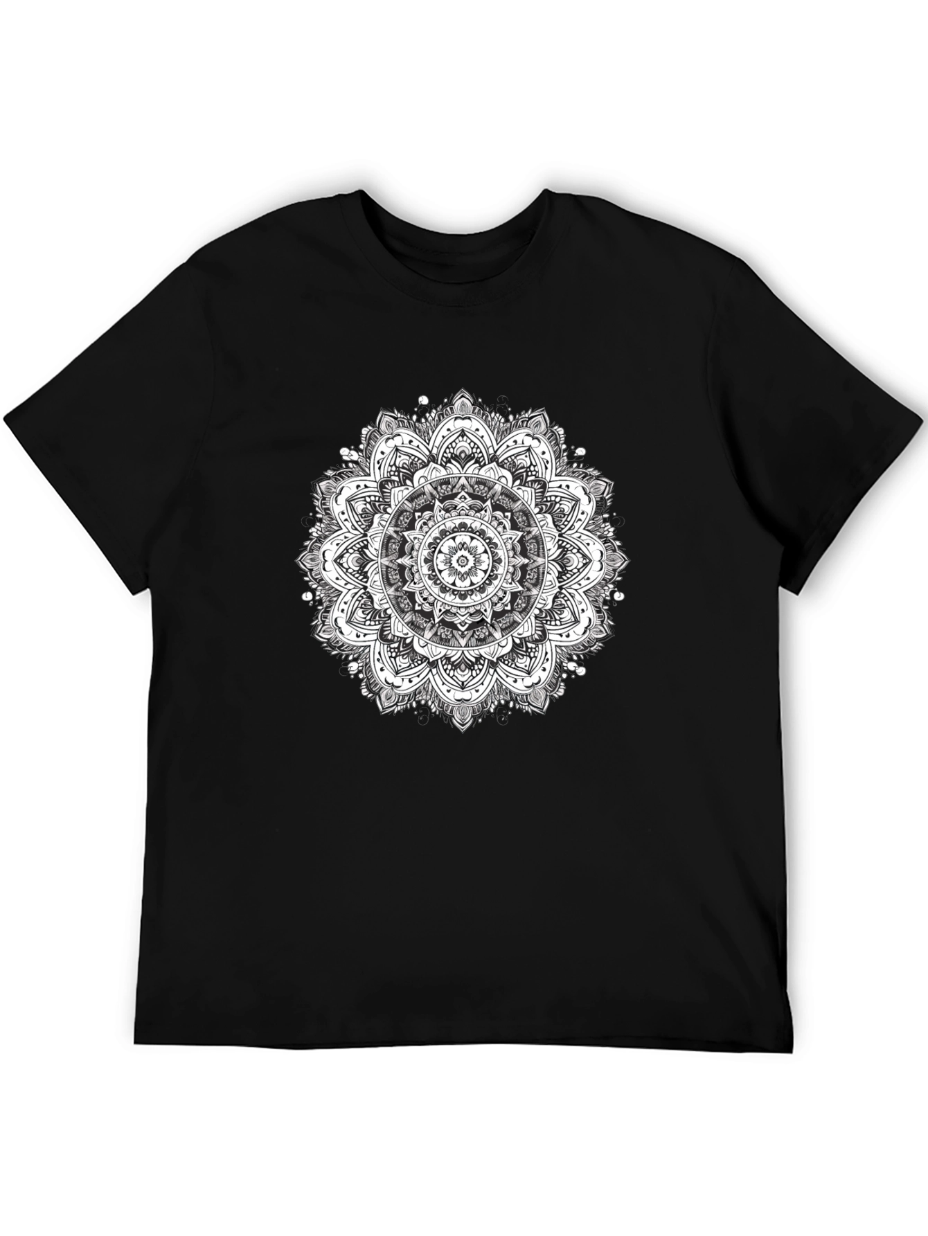 Mens Black T-Shirt with Mandala Print