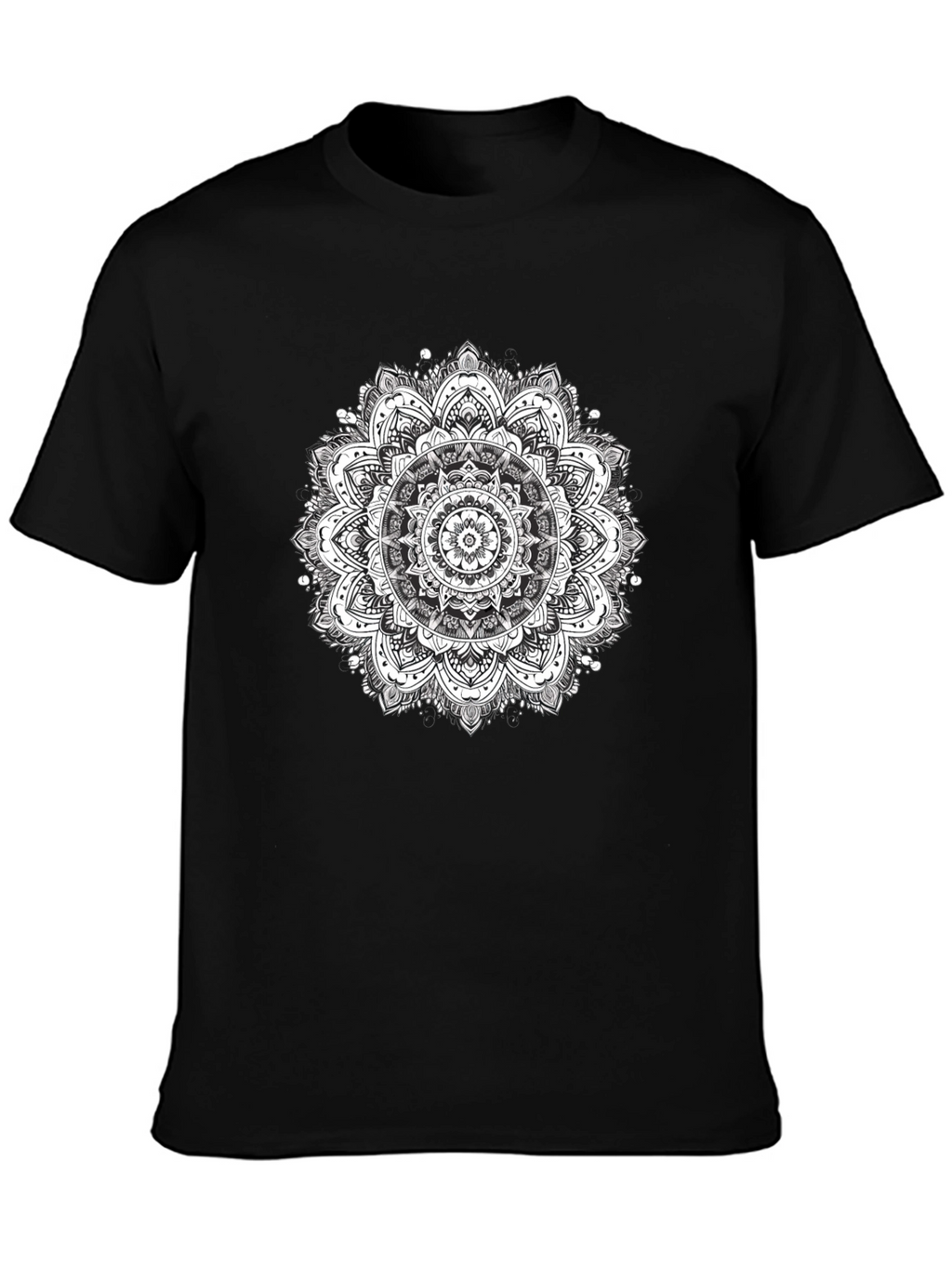 Mens Black T-Shirt with Mandala Print