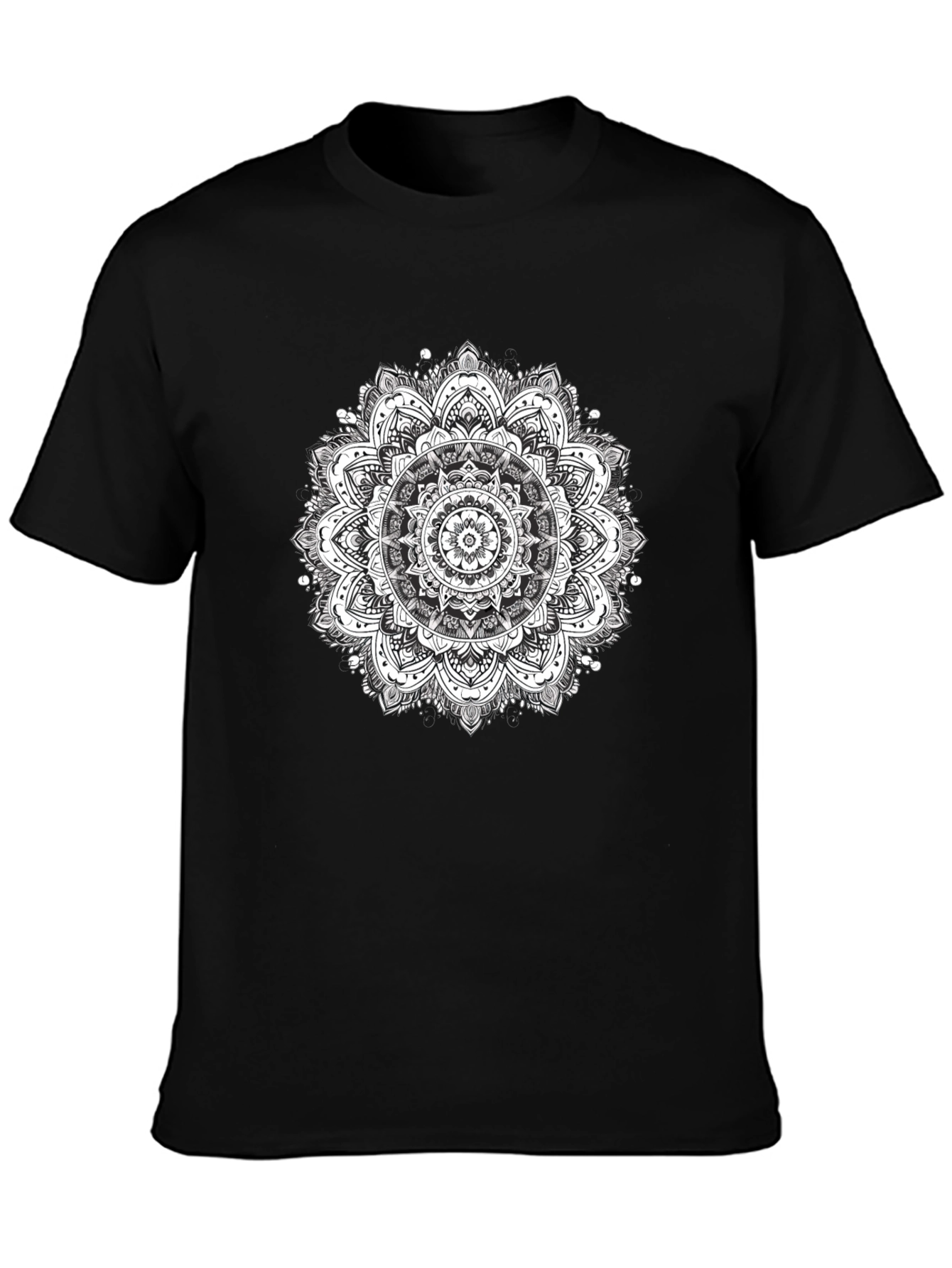 Mens Black T-Shirt with Mandala Print