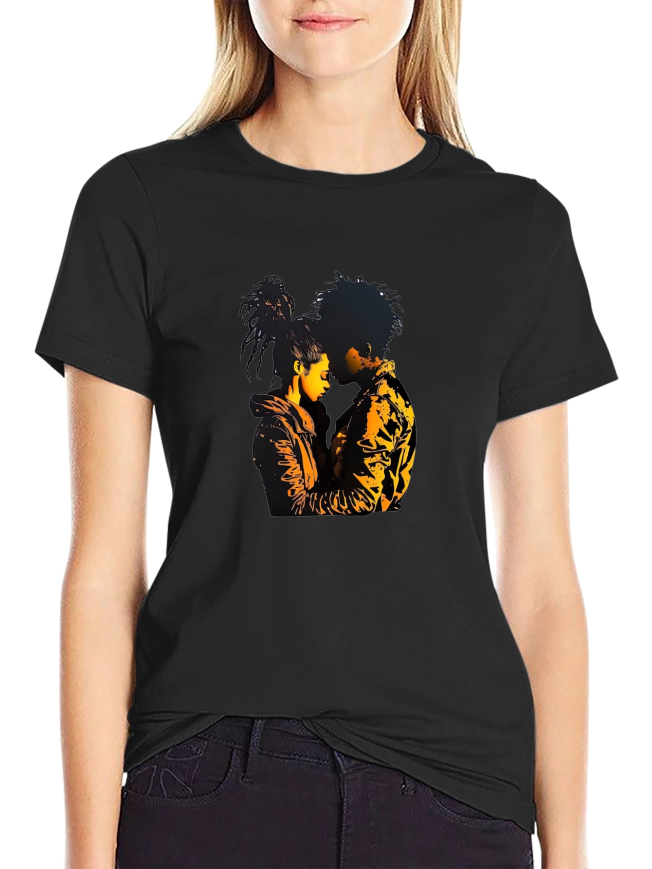 Couple Graphic Black T-Shirt
