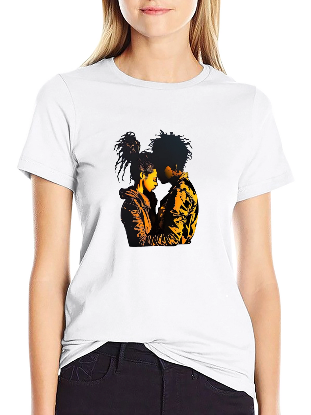 Couple Graphic Black T-Shirt