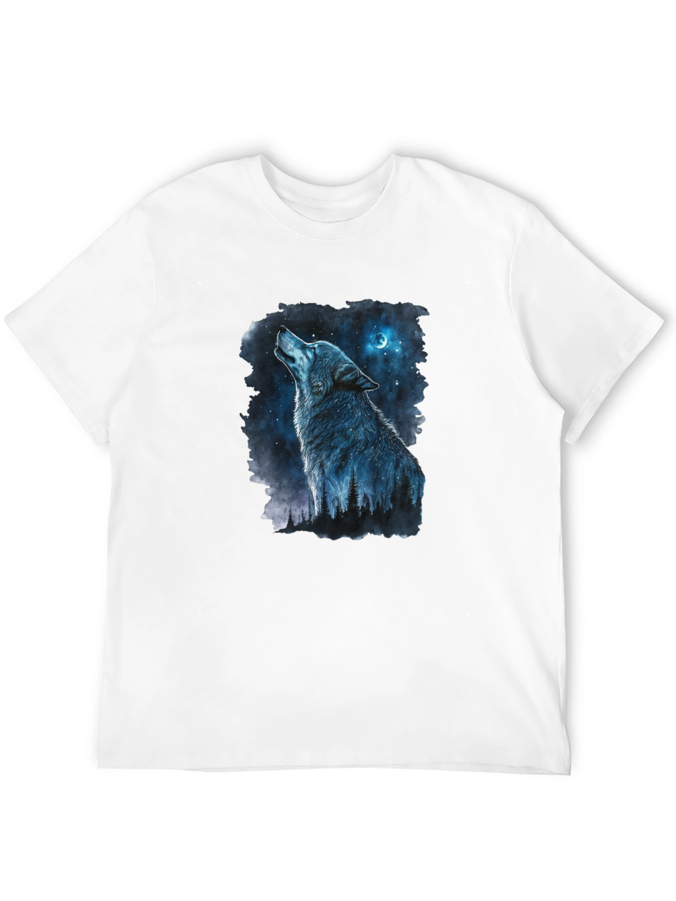 Wolf Howling at Moon Graphic Black T-Shirt