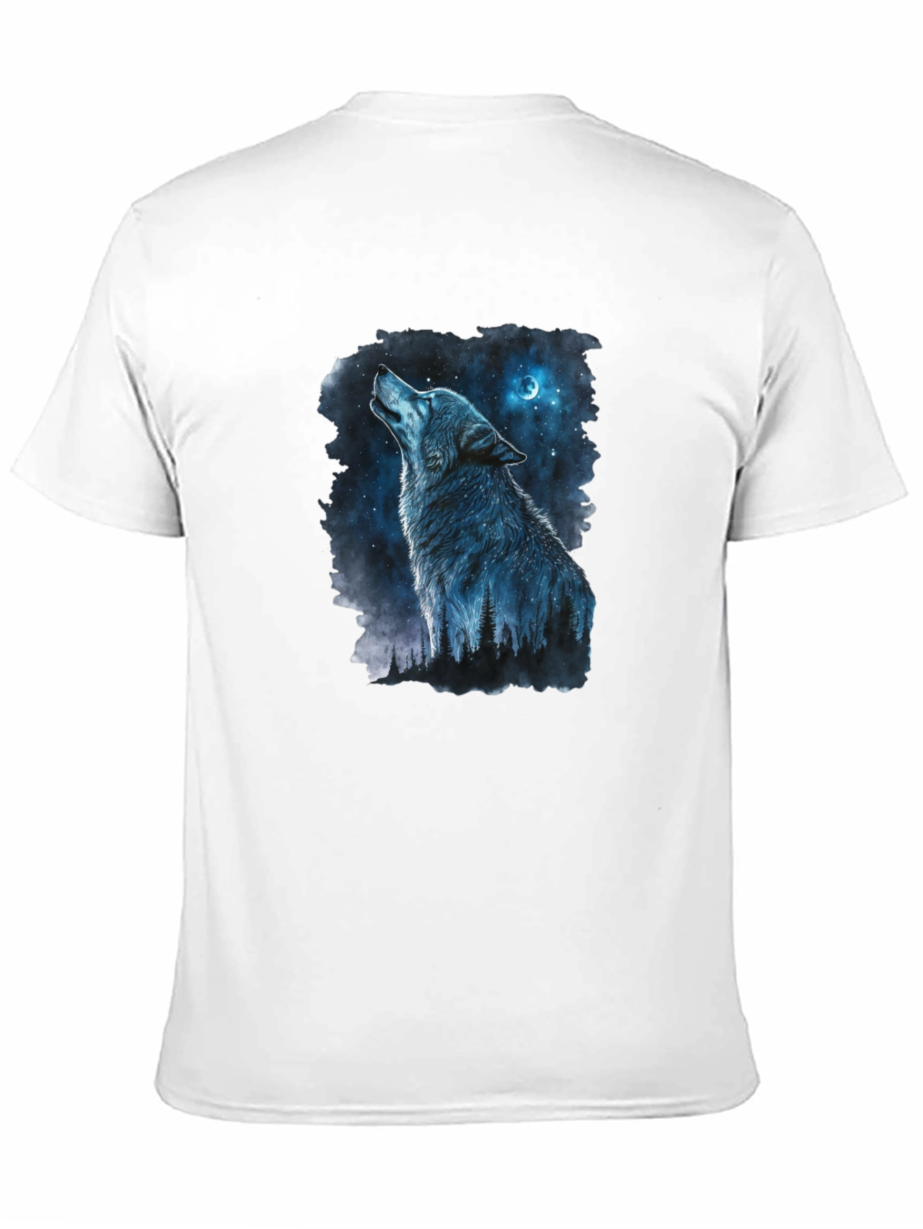 Wolf Howling at Moon Graphic Black T-Shirt