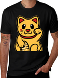 Lucky Cat Graphic T-Shirt - Black