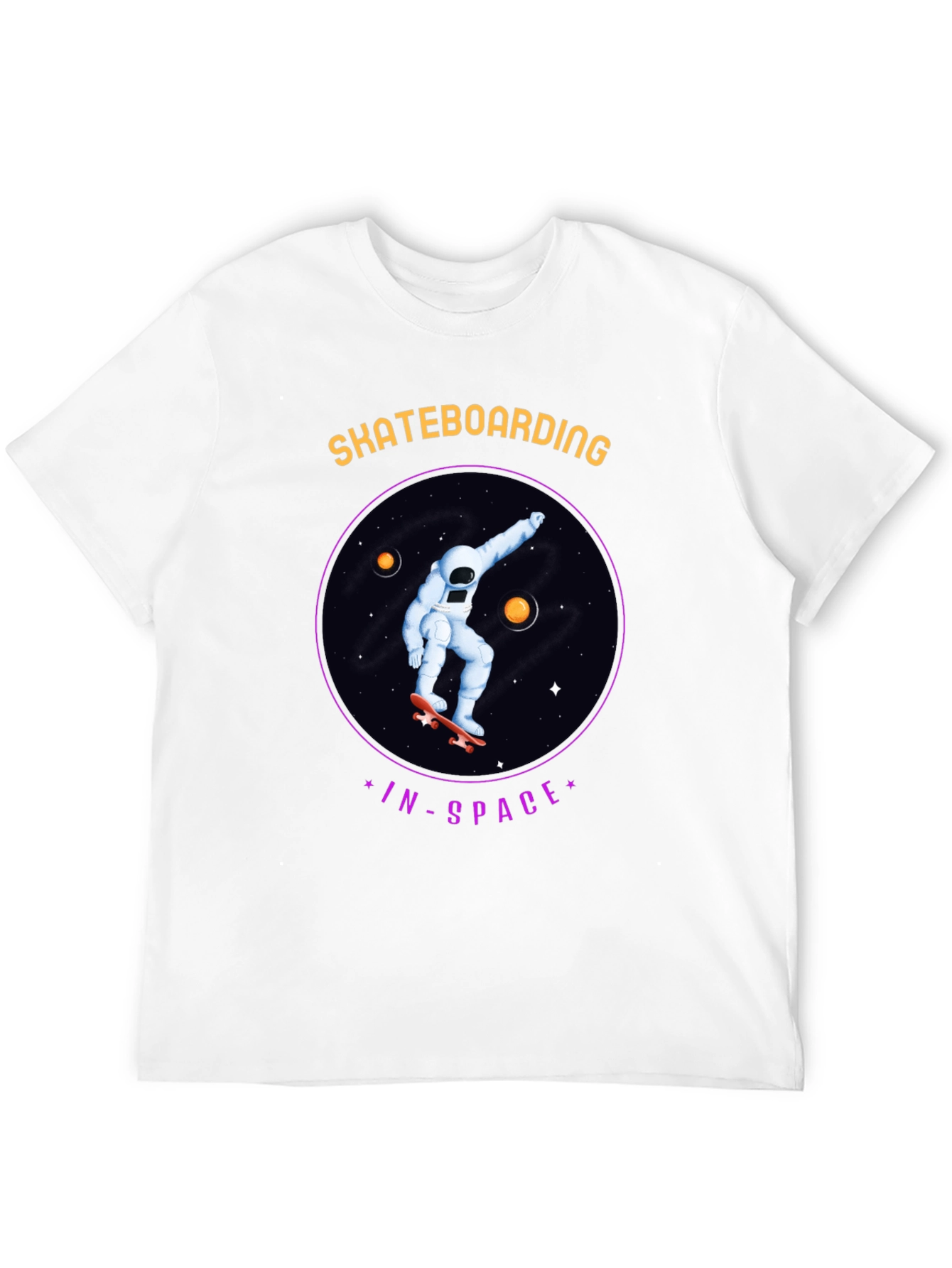 Skateboarding in Space Graphic Tee - Black Cotton
