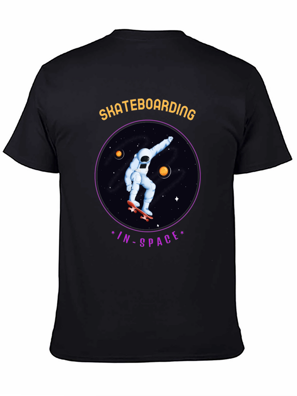 Skateboarding in Space Graphic Tee - Black Cotton