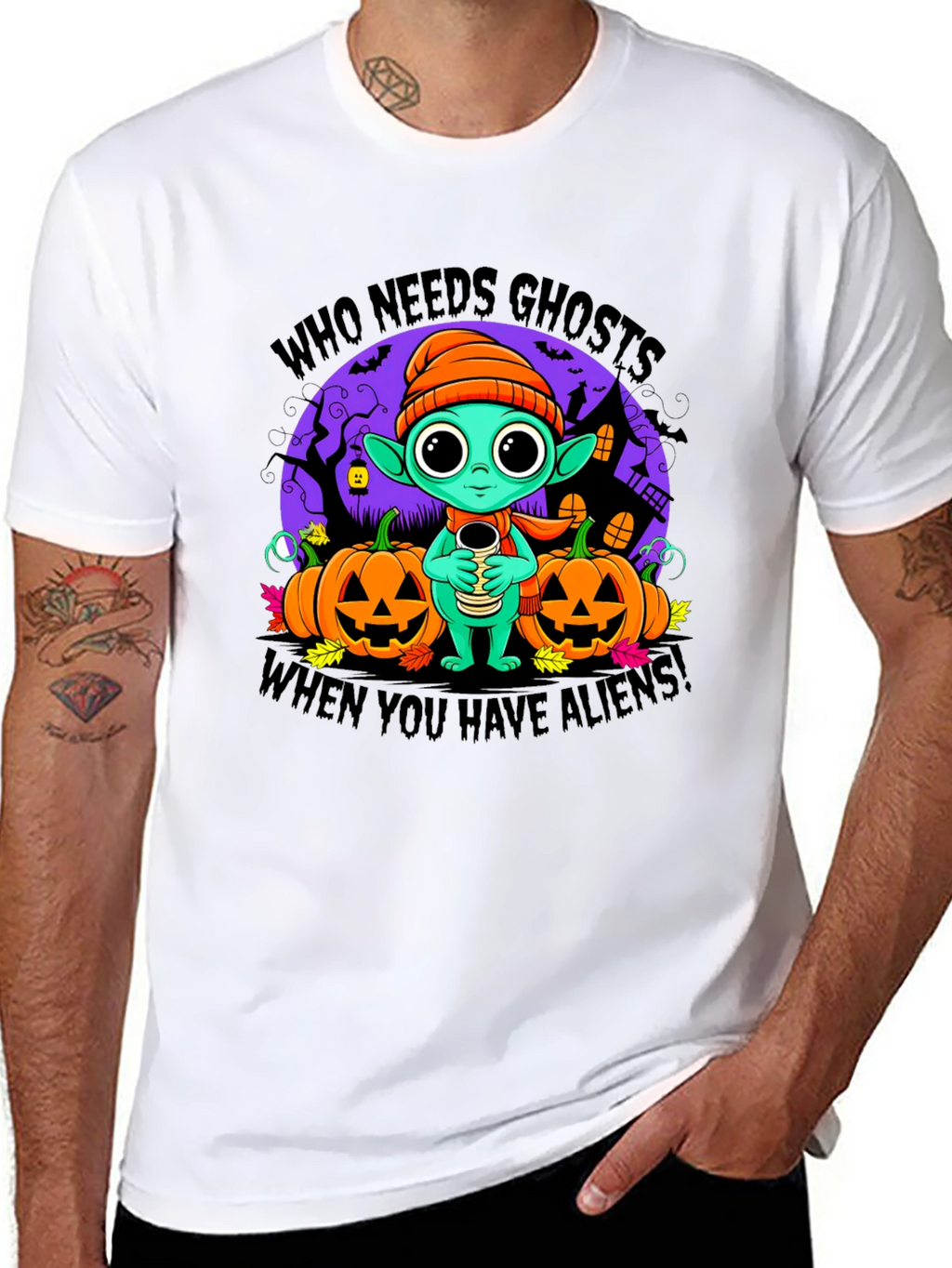Halloween Alien Graphic T-Shirt