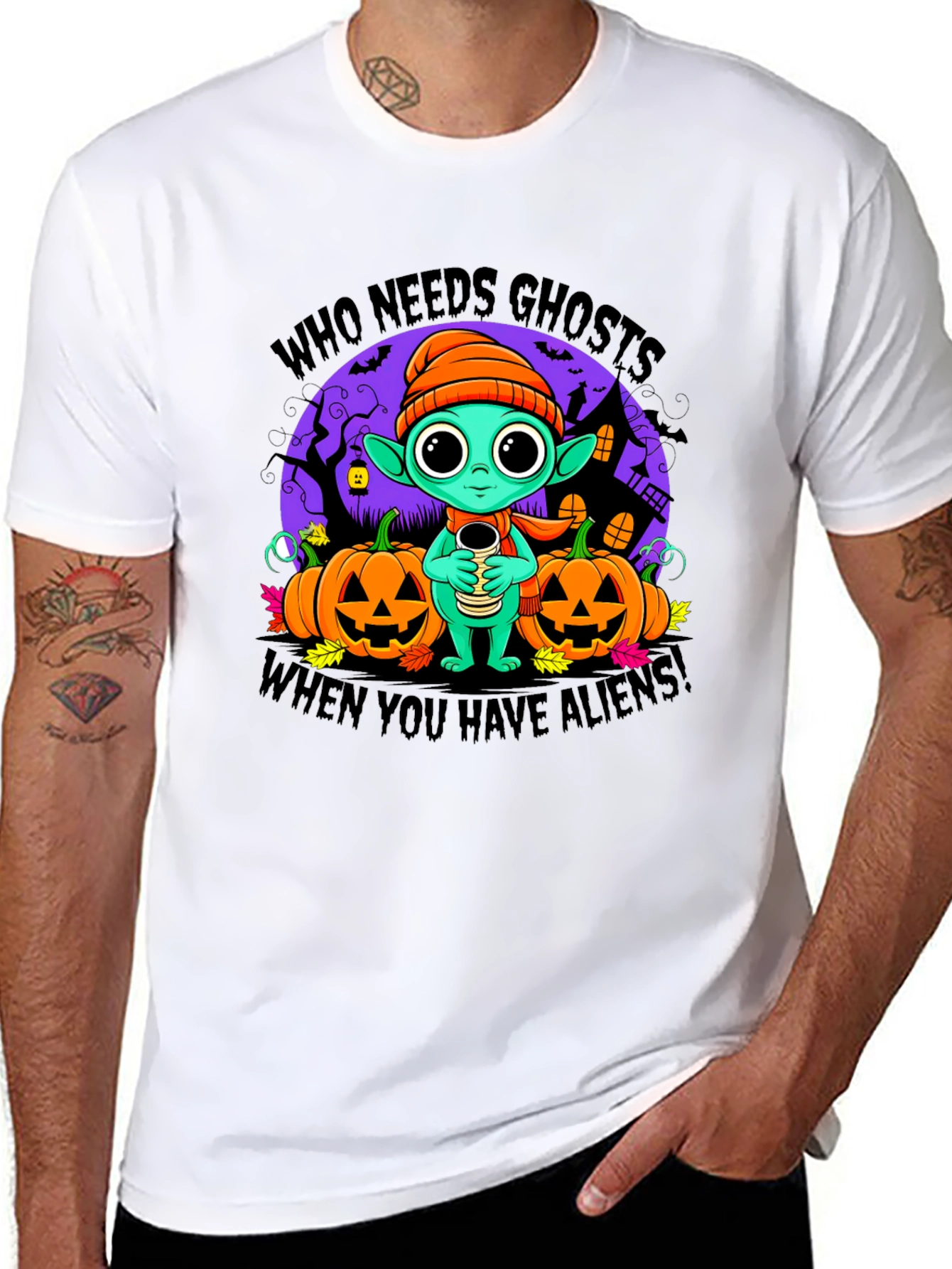 Halloween Alien Graphic T-Shirt