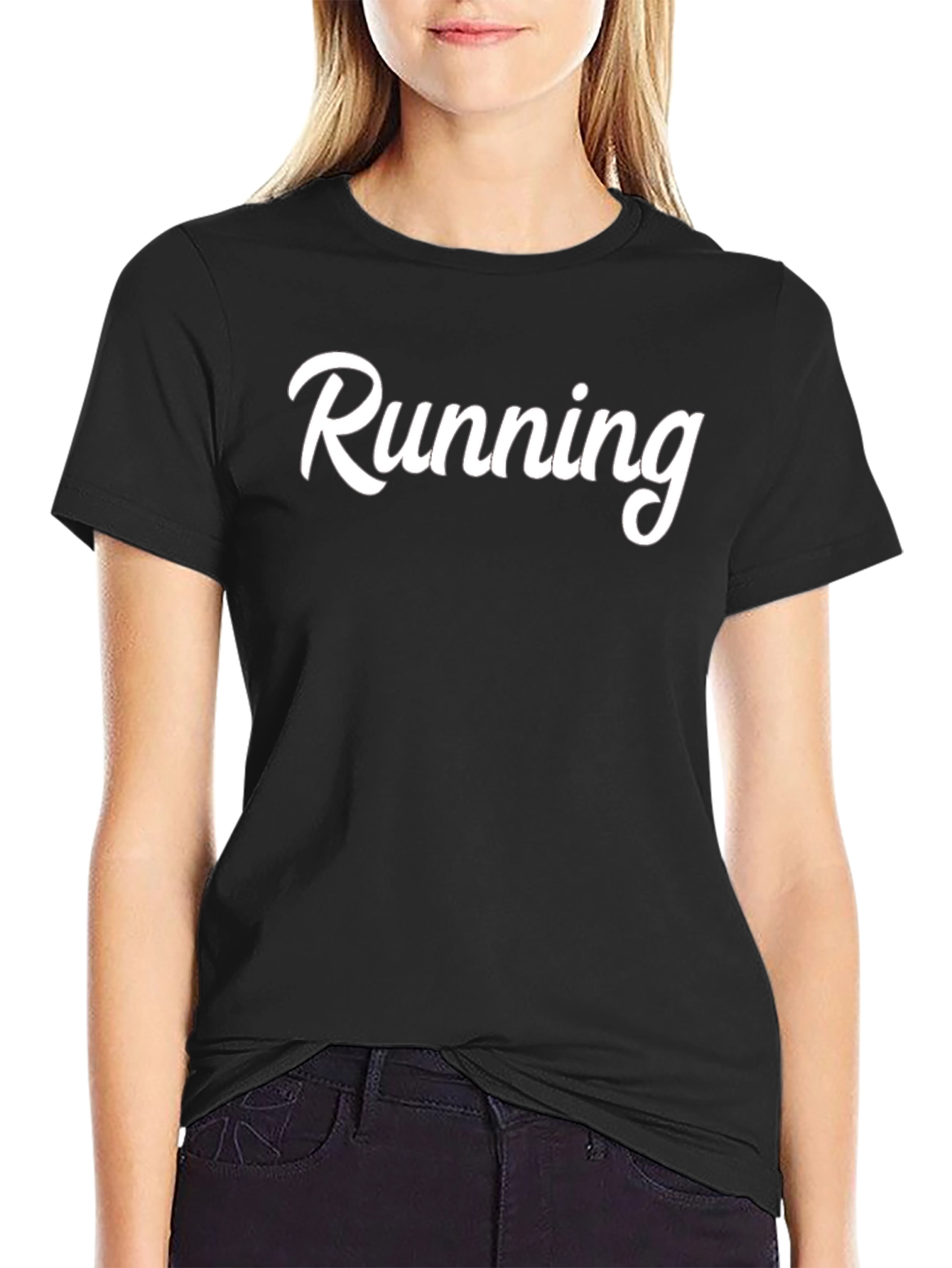 Running Graphic T-Shirt - Black Cotton