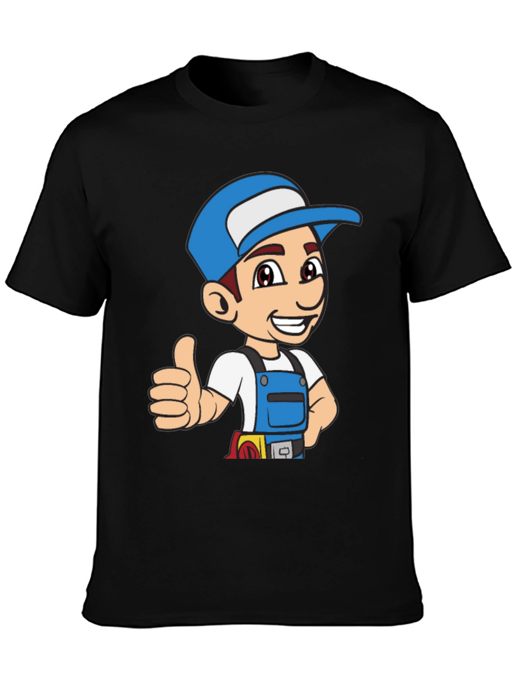 Cartoon Handyman Graphic T-Shirt - Black