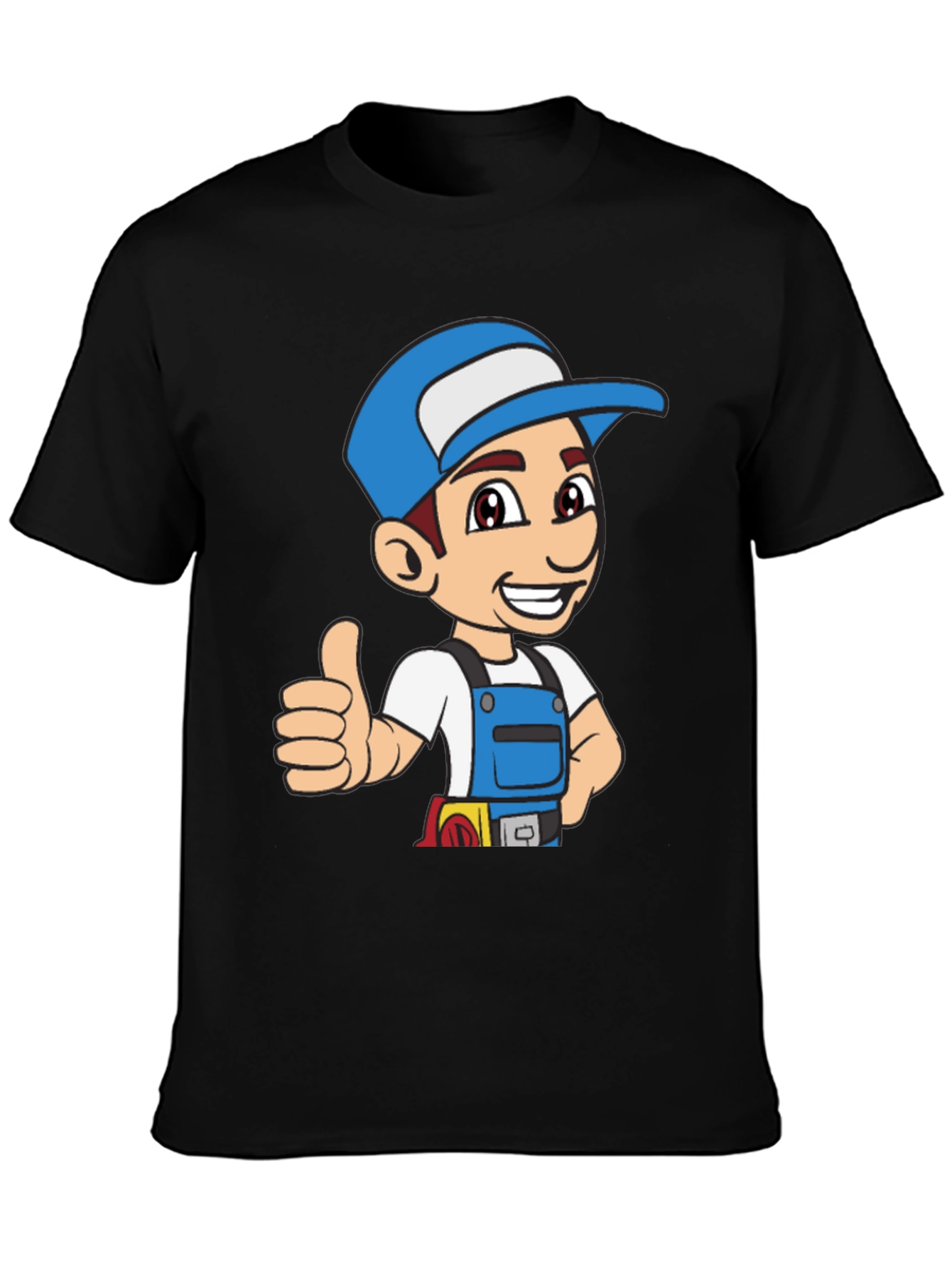Cartoon Handyman Graphic T-Shirt - Black