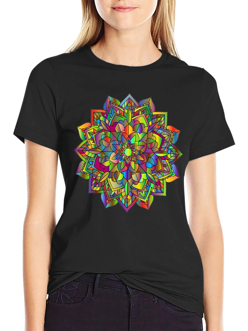 Rainbow Mandala T-Shirt - Vibrant Graphic Tee