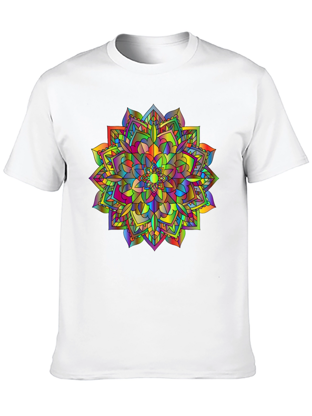 Rainbow Mandala T-Shirt - Vibrant Graphic Tee