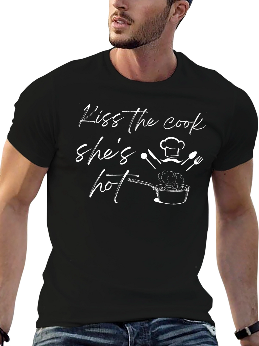 Kiss the Cook Funny Graphic T-Shirt