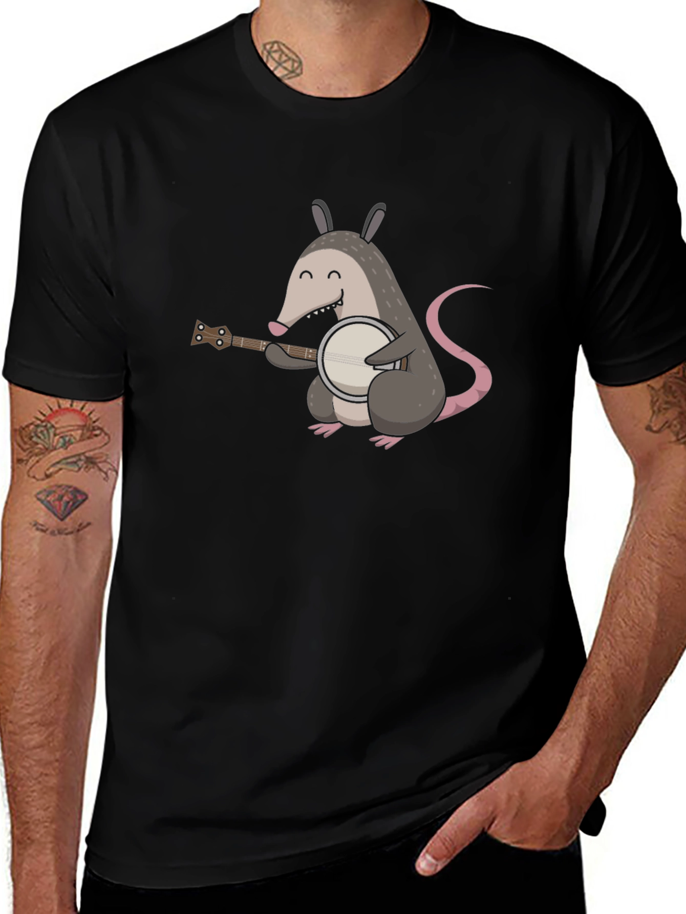 Opossum Banjo T-Shirt - Music Animal Tee