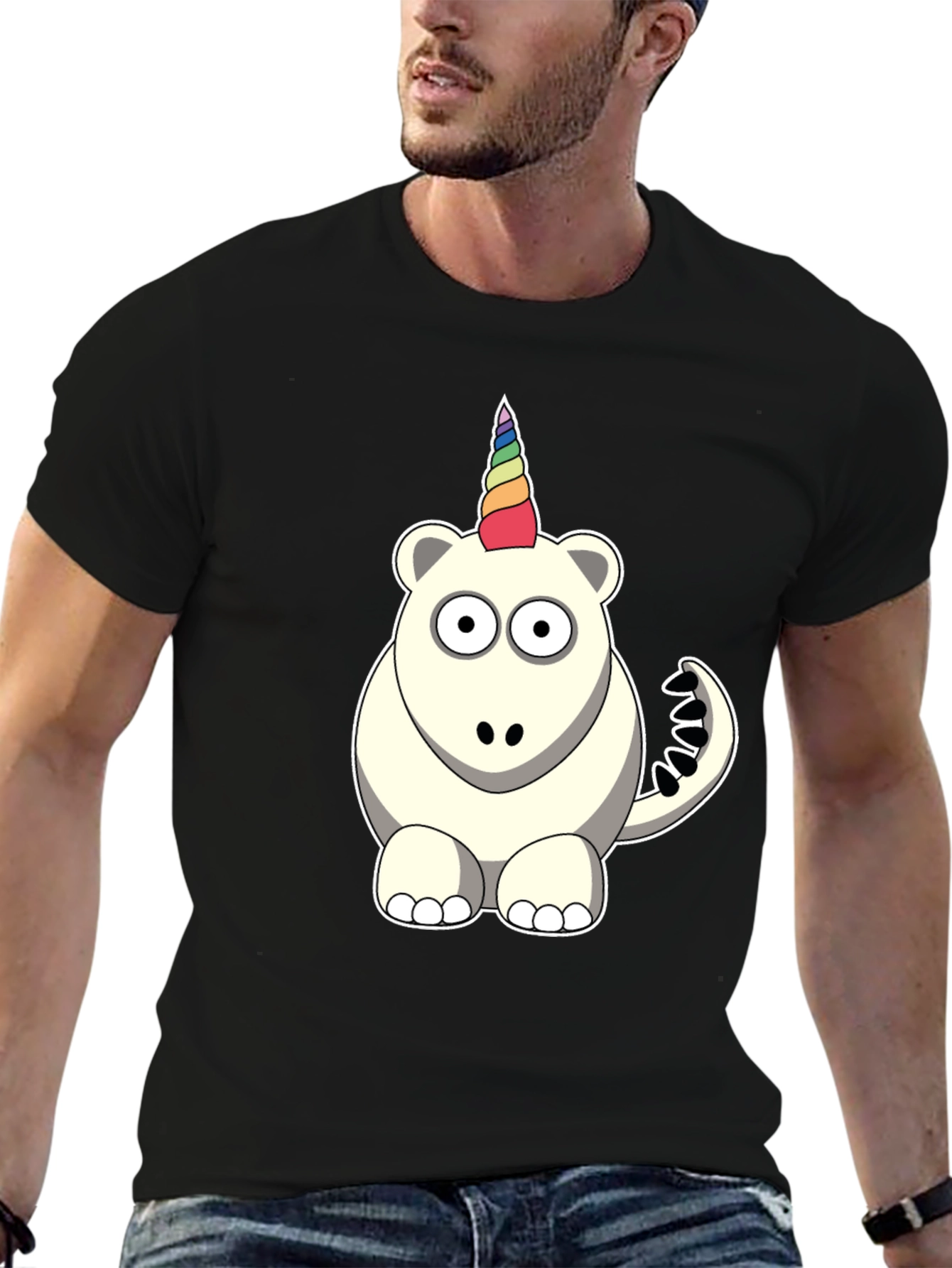 Unicorn Bear Graphic Tee - Mens Black T-Shirt