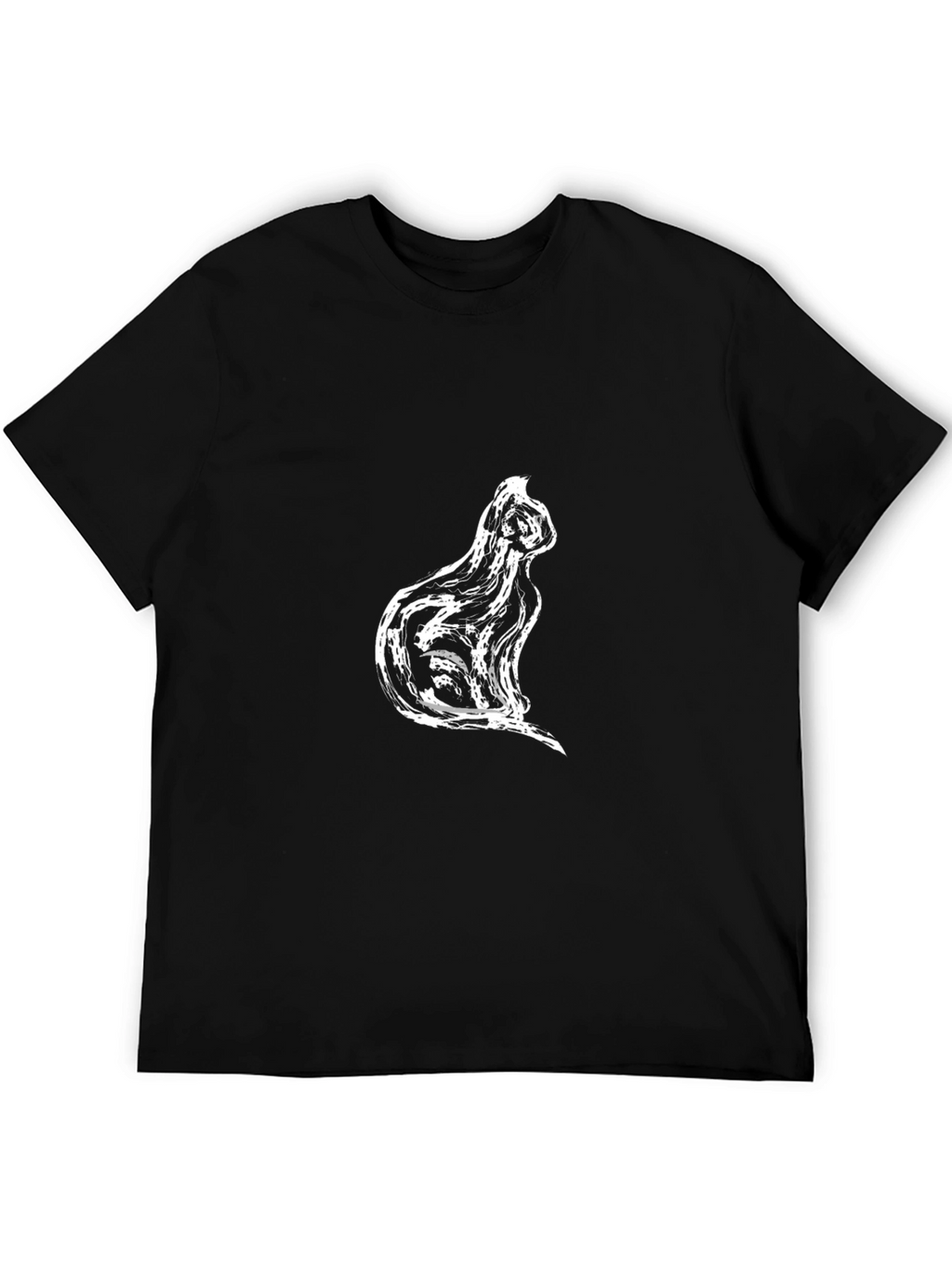 Black T-Shirt with Cat Silhouette Design