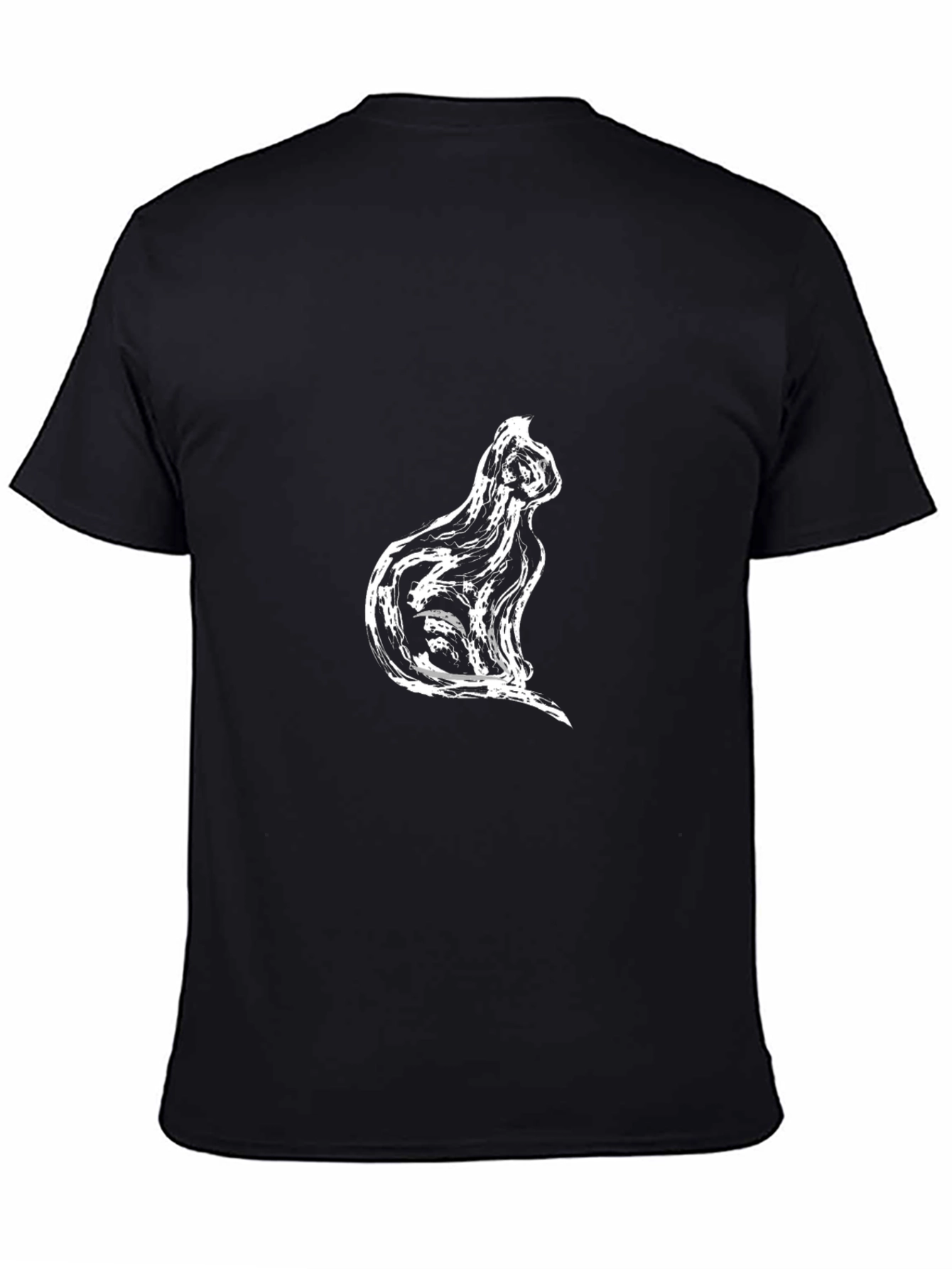 Black T-Shirt with Cat Silhouette Design